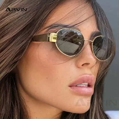 Fashion Oval Sunglasses Women Retro Trend Outdoor Metal Sun Glasses High Quality Classic Men Luxury Brand Eyewear UV400 Goggles